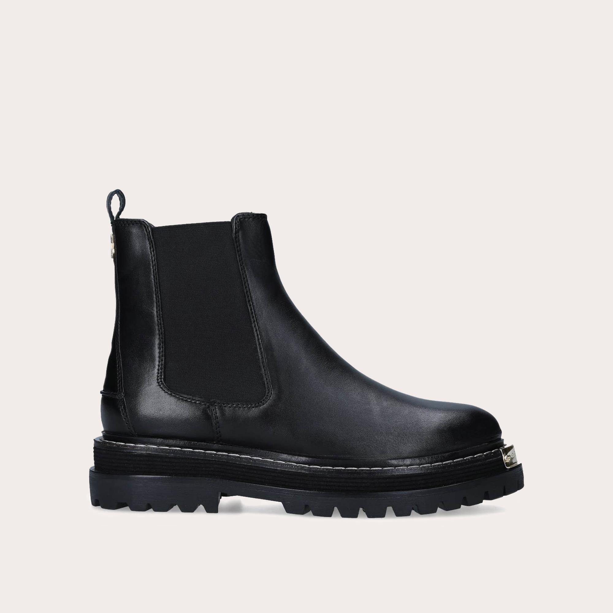 BASE CHELSEA Black Leather Panel Ankle Boots by CARVELA