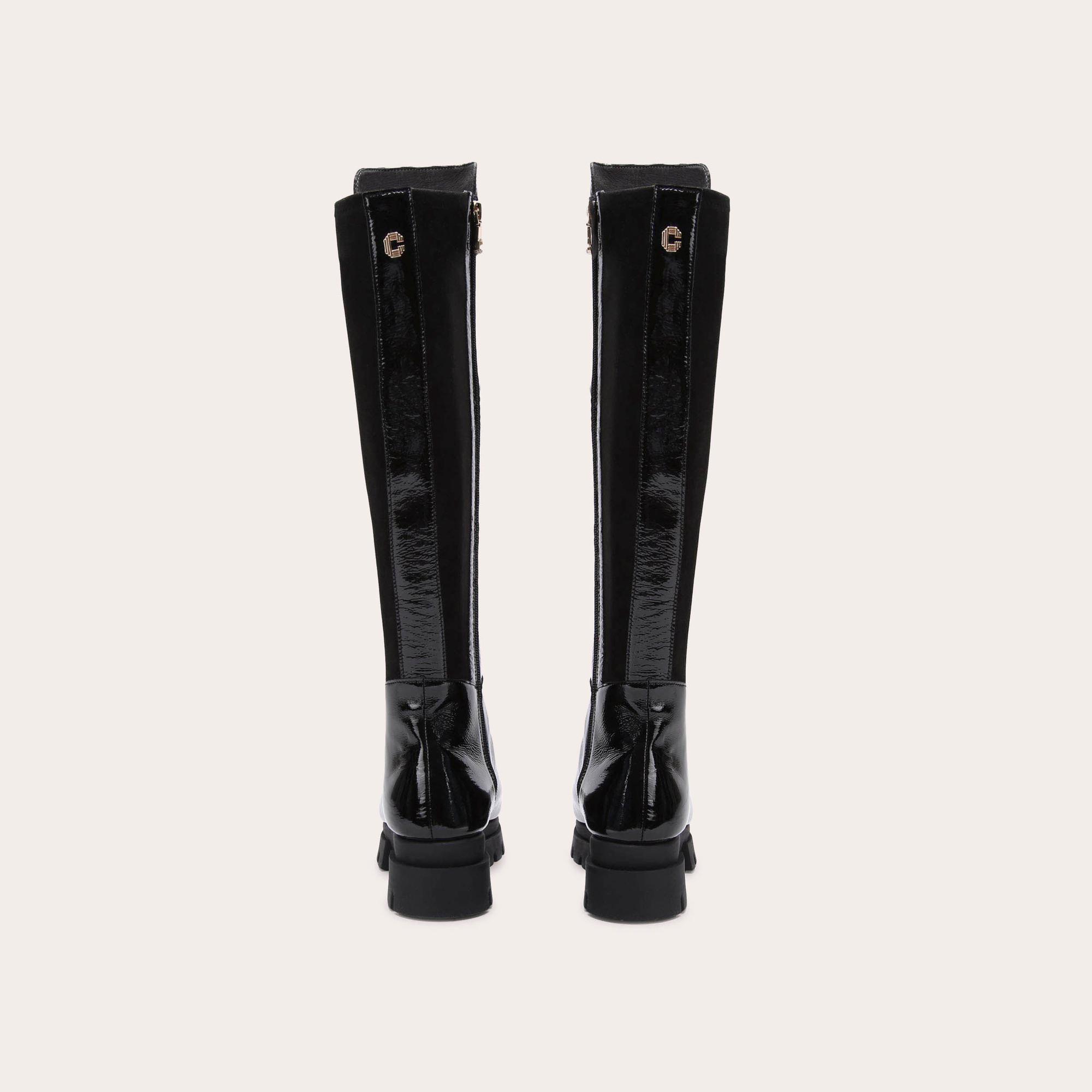 RUN 50/50 KNEE BOOT Black Patent Knee High Ankle Boot by CARVELA COMFORT