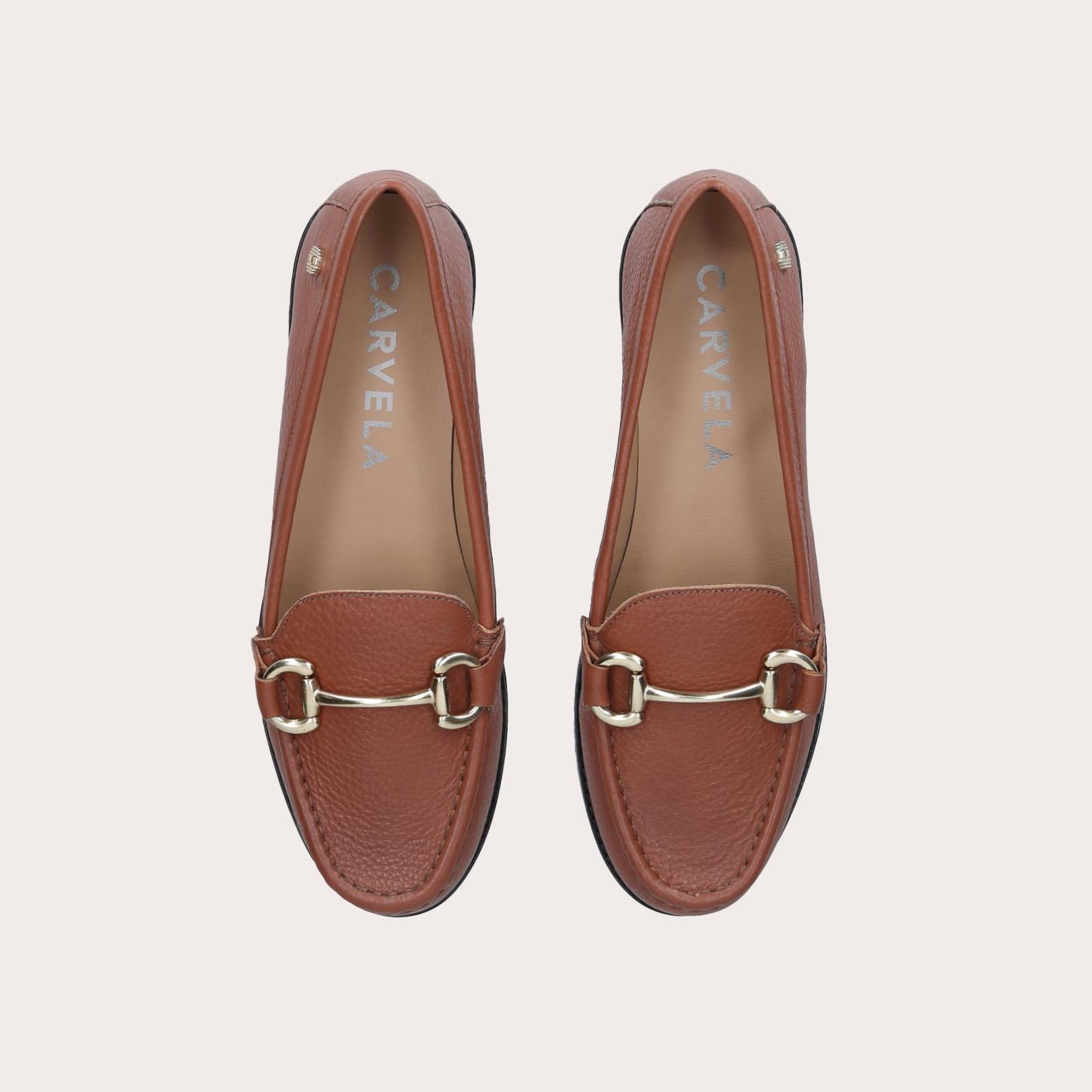 SNAP Brown Tan Leather Slip On Loafers by CARVELA COMFORT