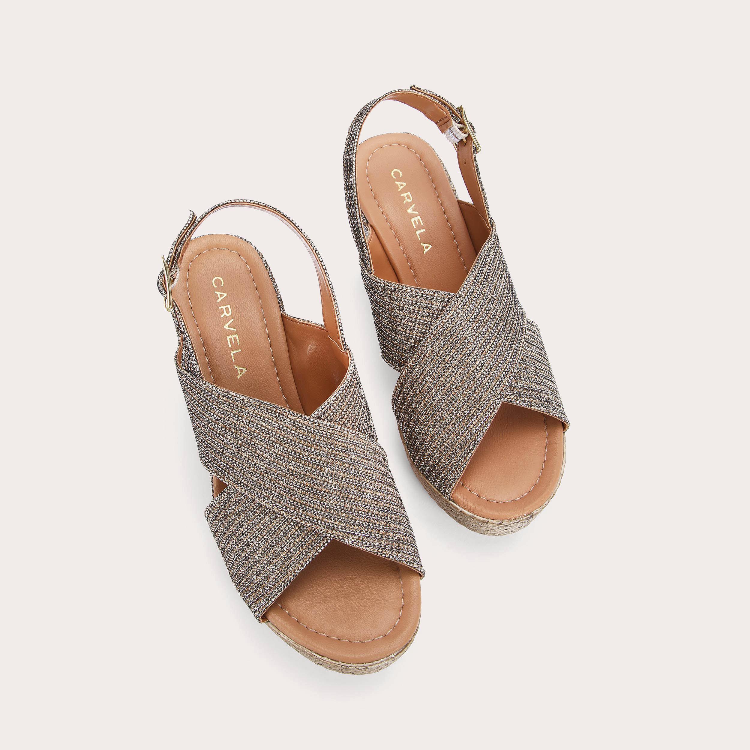 STARLIGHT 2 Gold Fabric Wedge Heels by CARVELA COMFORT