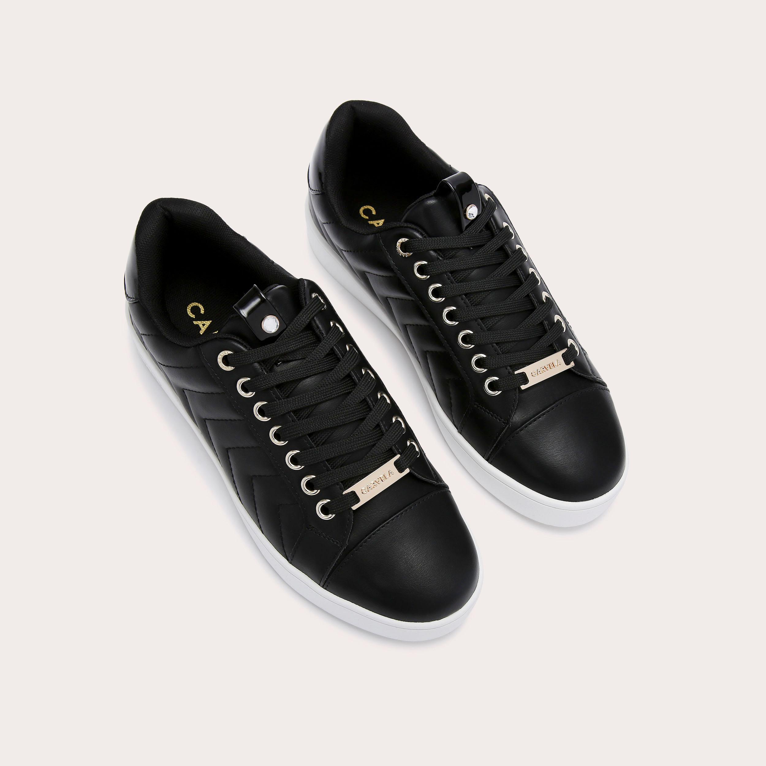 JOYFUL QUILT Black Lace Up Trainers by CARVELA