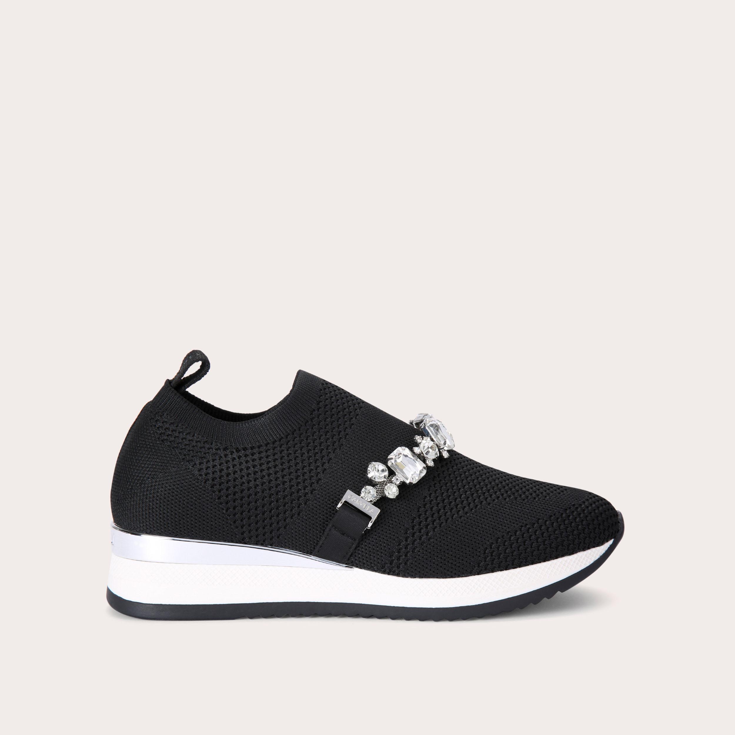 Womens black hot sale carvela trainers