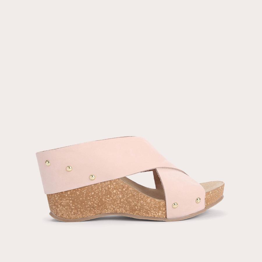 SOOTY Blush Suede Wedge Sandals by CARVELA COMFORT