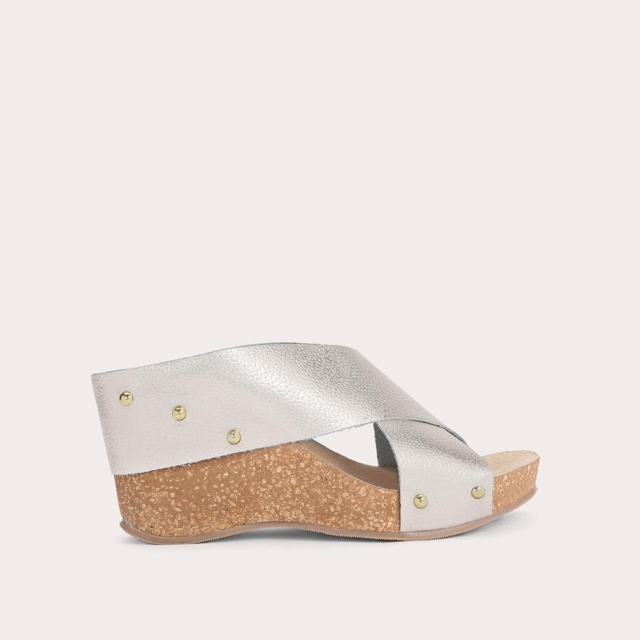 SOOTY Gold Leather Cross Strap Wedges by CARVELA COMFORT