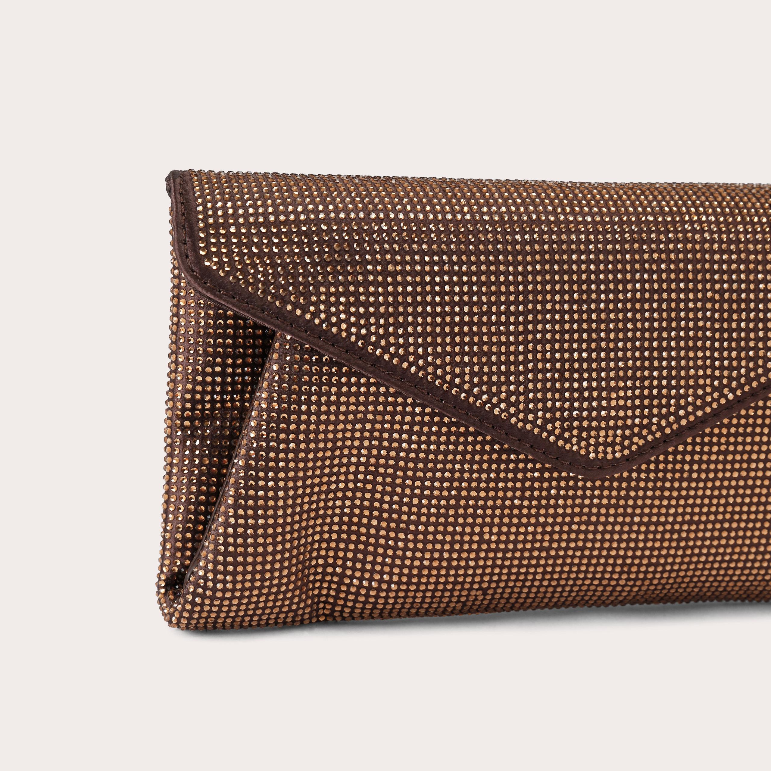STARGAZE CLUTCH Dark Brown Crystal Bag by CARVELA