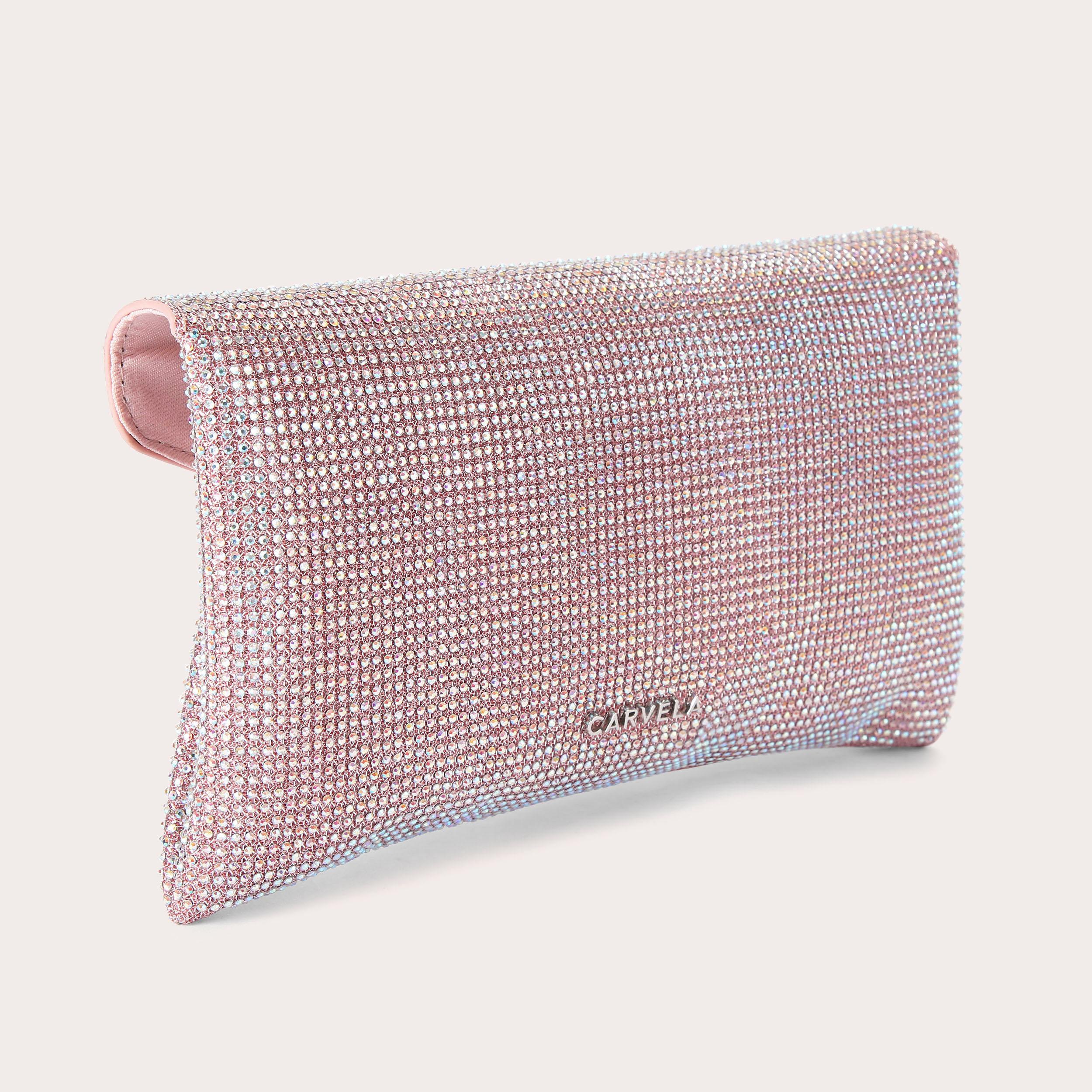 STARGAZE CLUTCH Pink Envelope Crystal Clutch by CARVELA