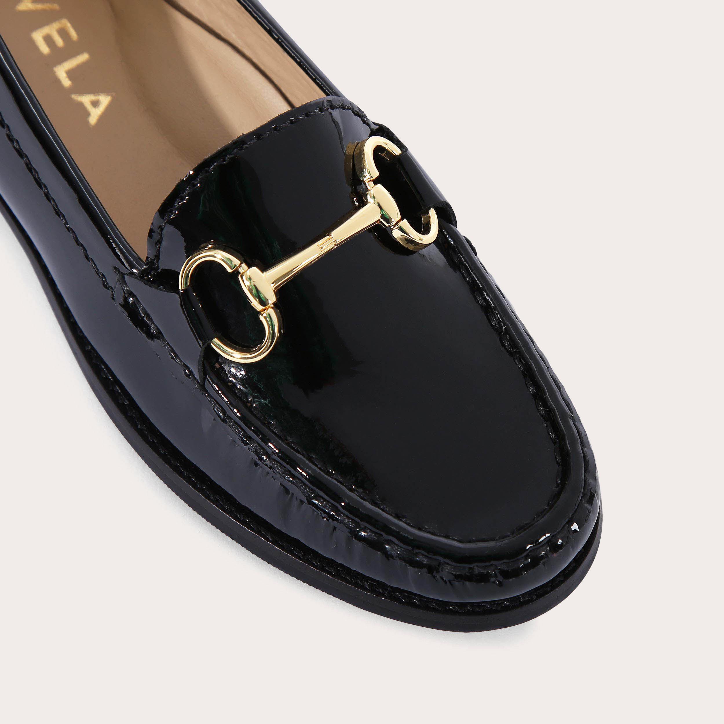 carvela black patent loafers