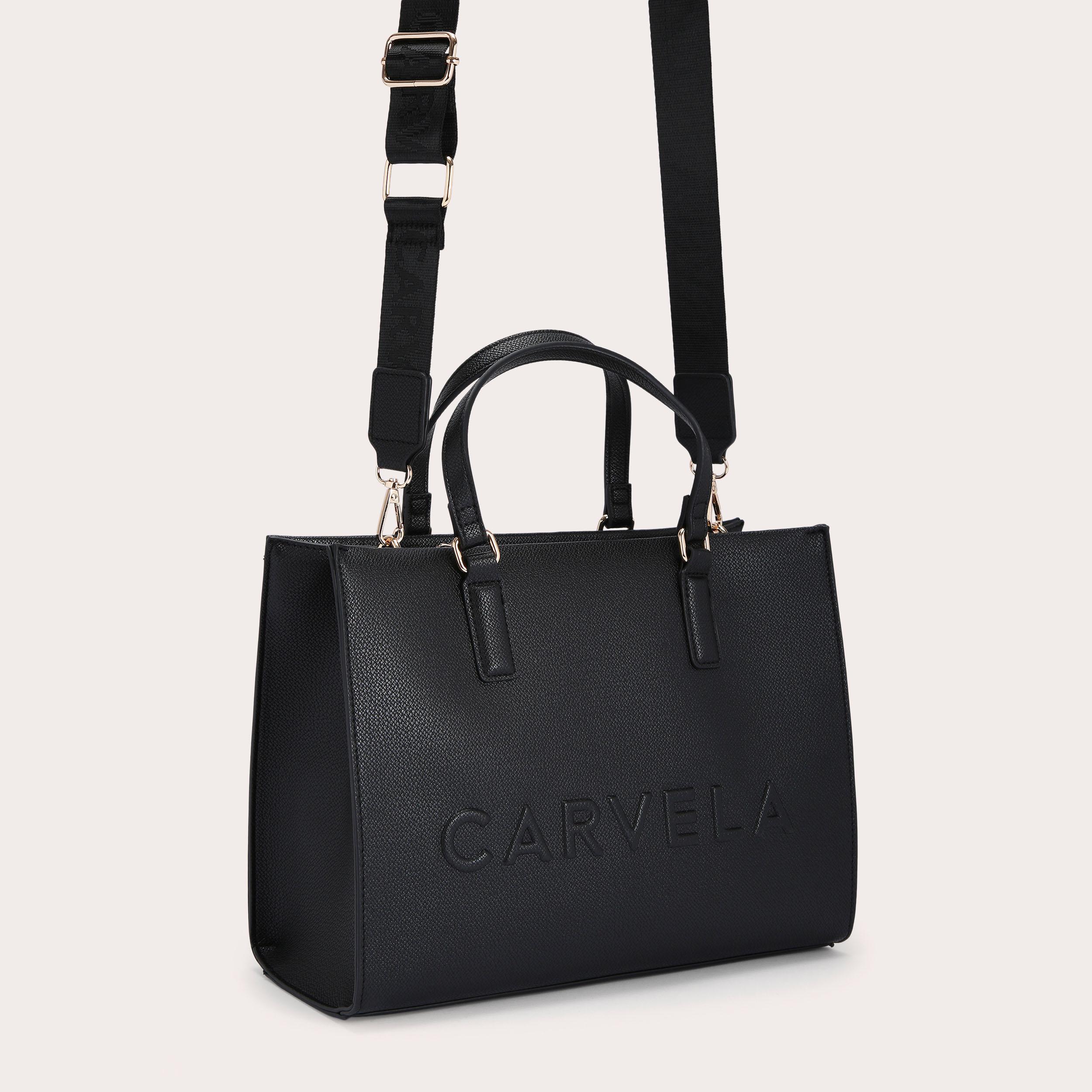 FRAME MIDI TOTE Black Tote Bag by CARVELA