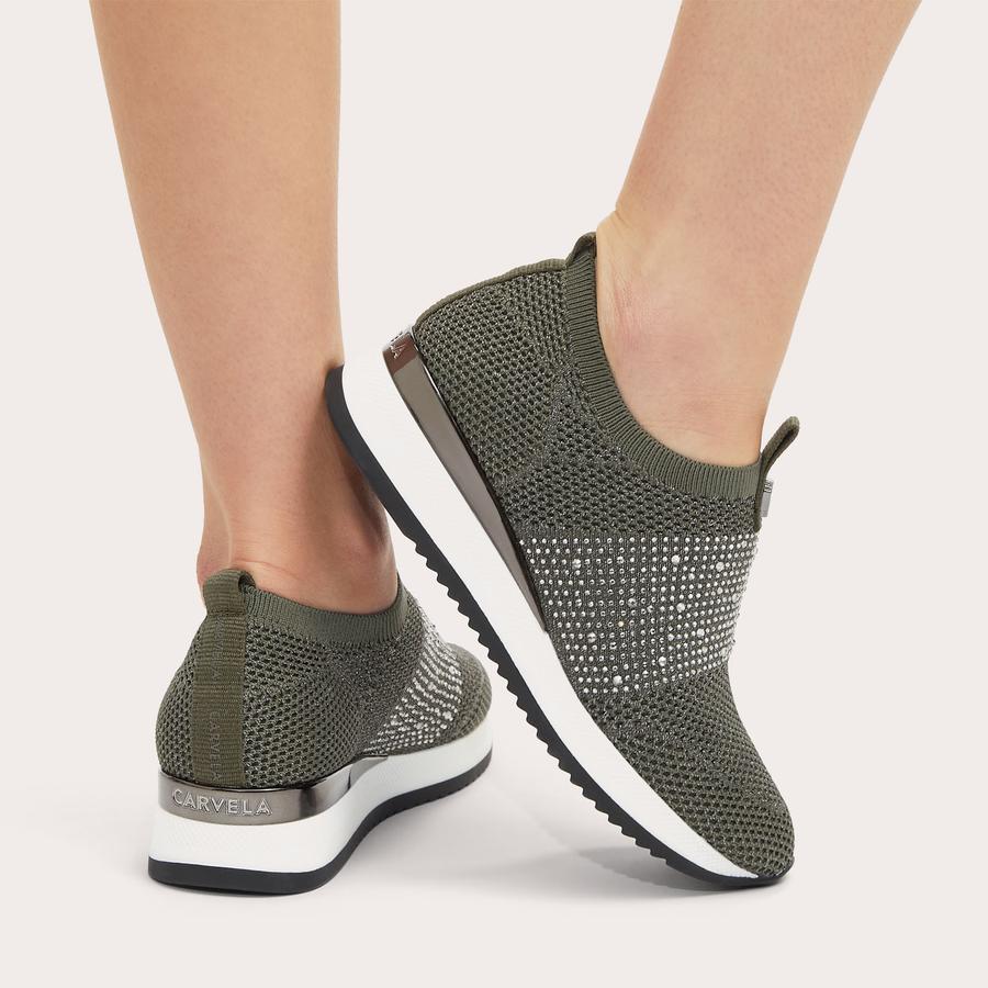 Khaki slip on trainers outlet