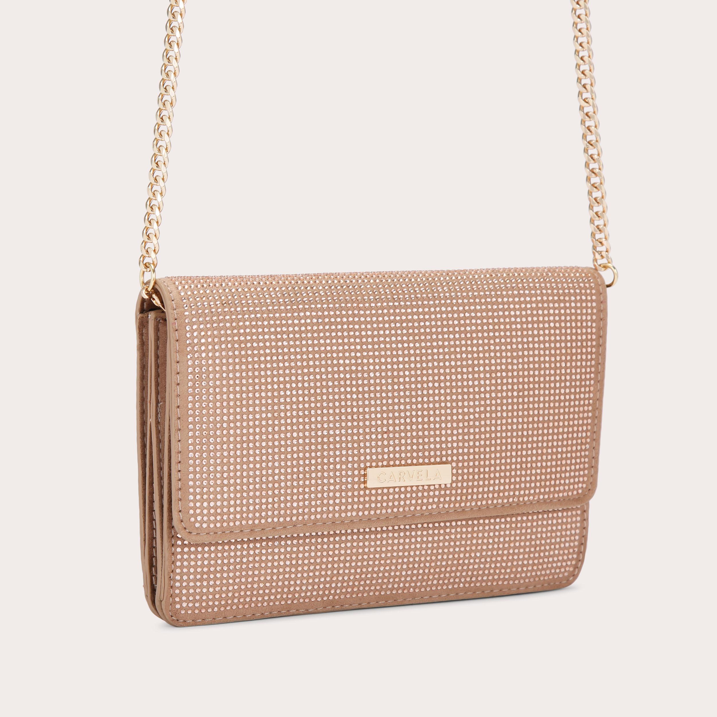 Carvela gold outlet clutch bag