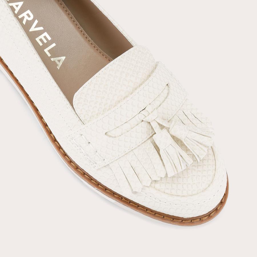 SKY TASSEL Bone Snake Slip On Loafer by CARVELA