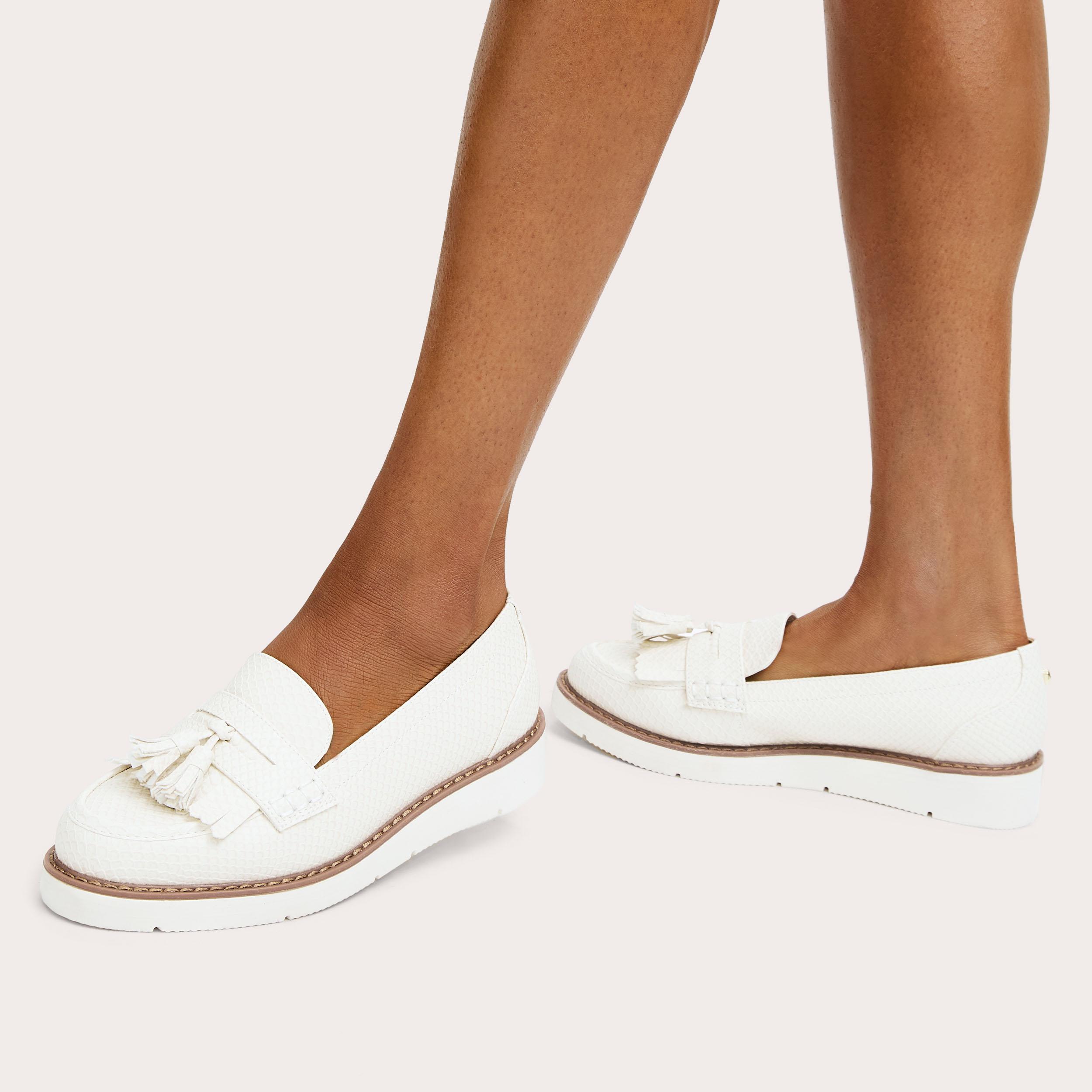 Flat Shoes Carvela Sly Ankle Boots SKY TASSEL Bone Snake Slip On - Main Image