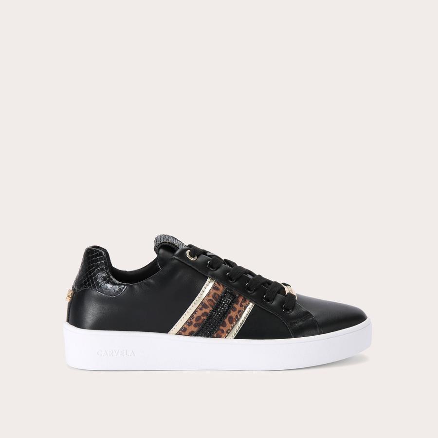 RAPID Black Leopard Trainers by CARVELA