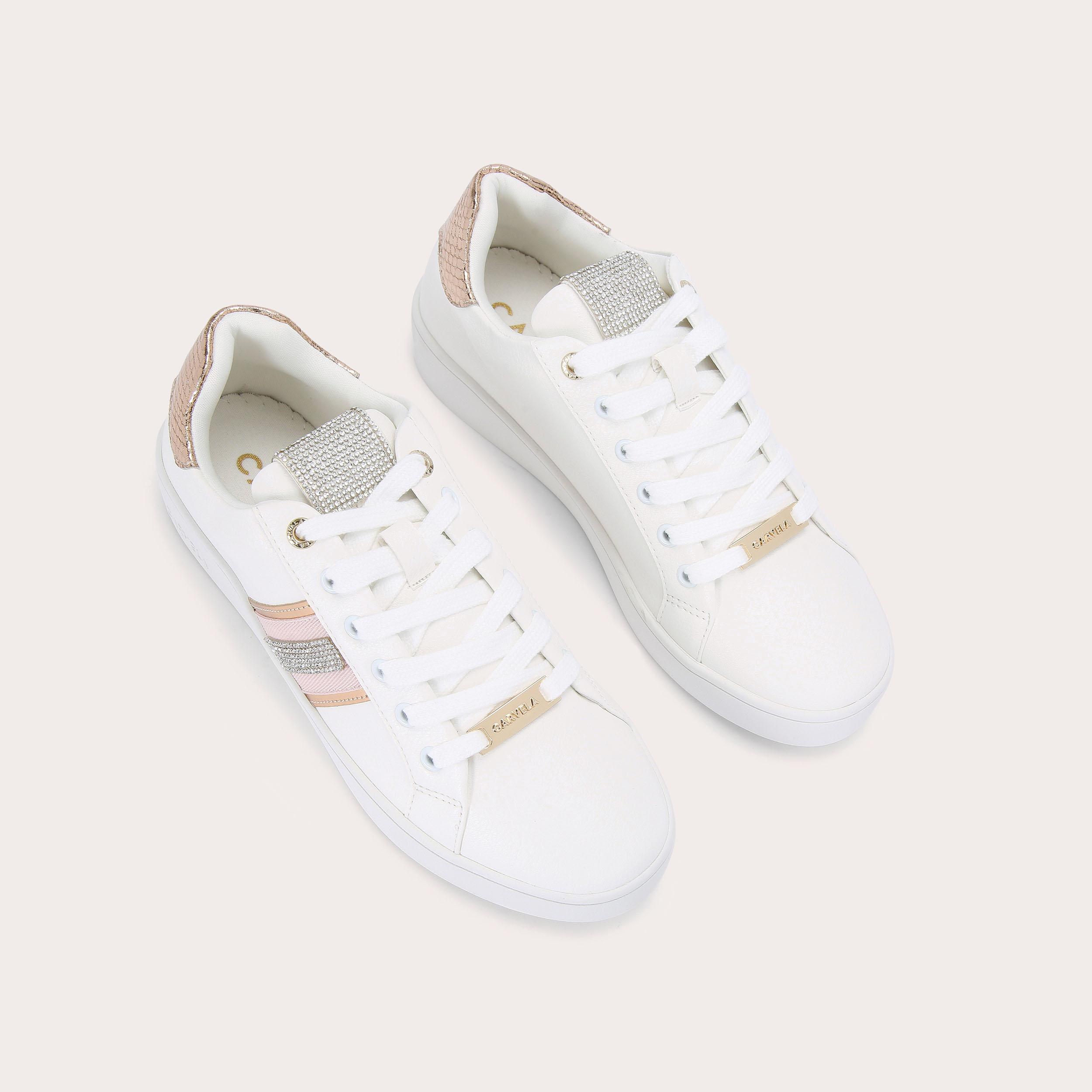 carvela white and gold trainers