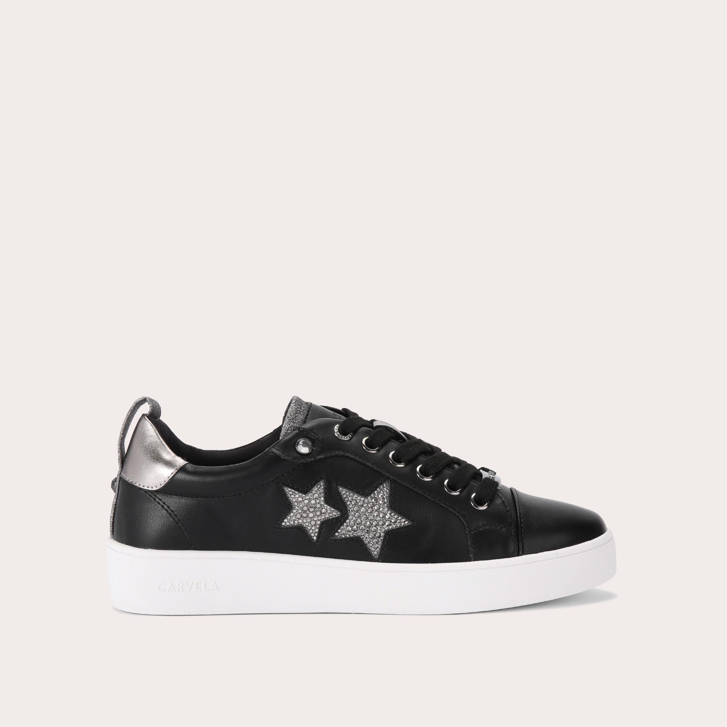 carvela black glitter trainers