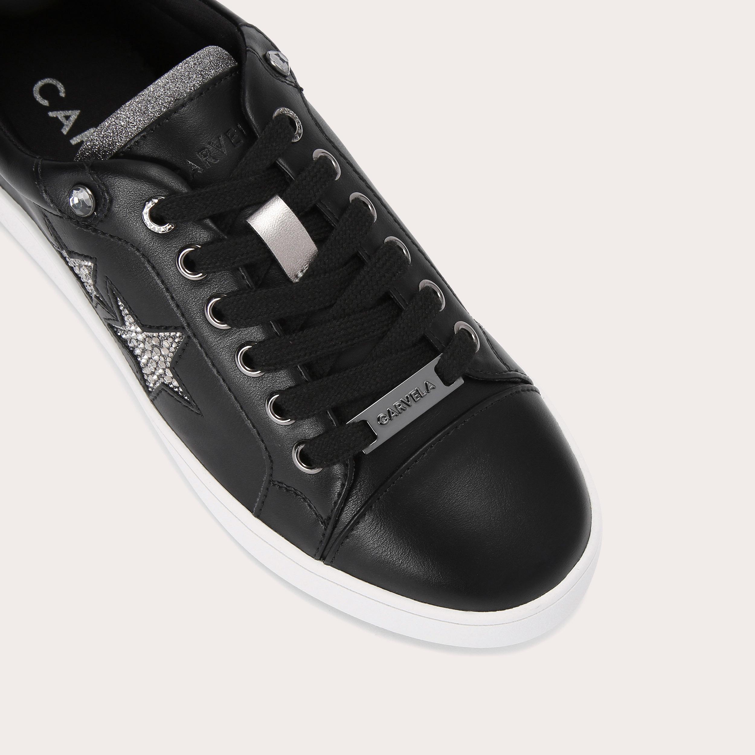 carvela black glitter trainers