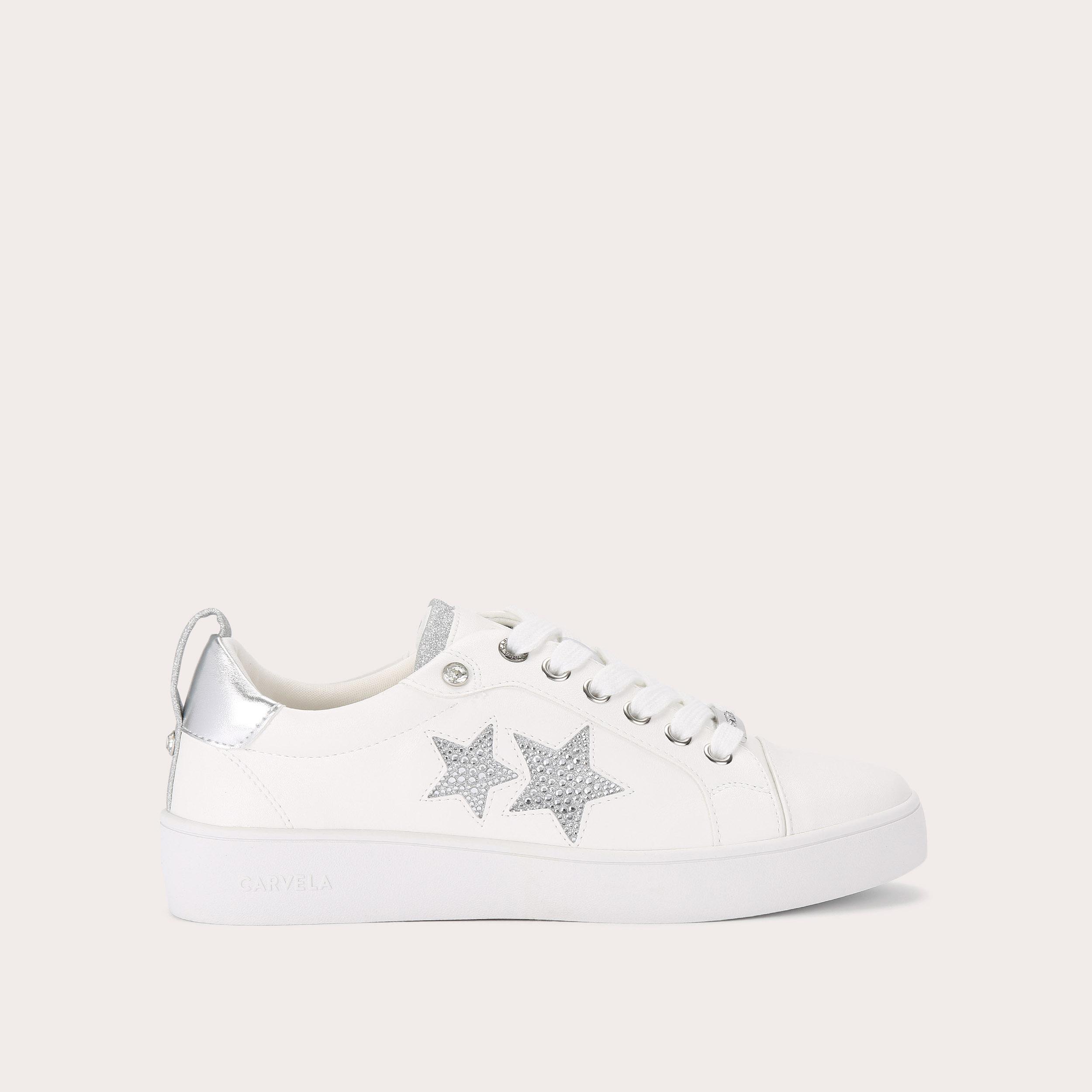 GALAXY White Glitter Sneaker by CARVELA