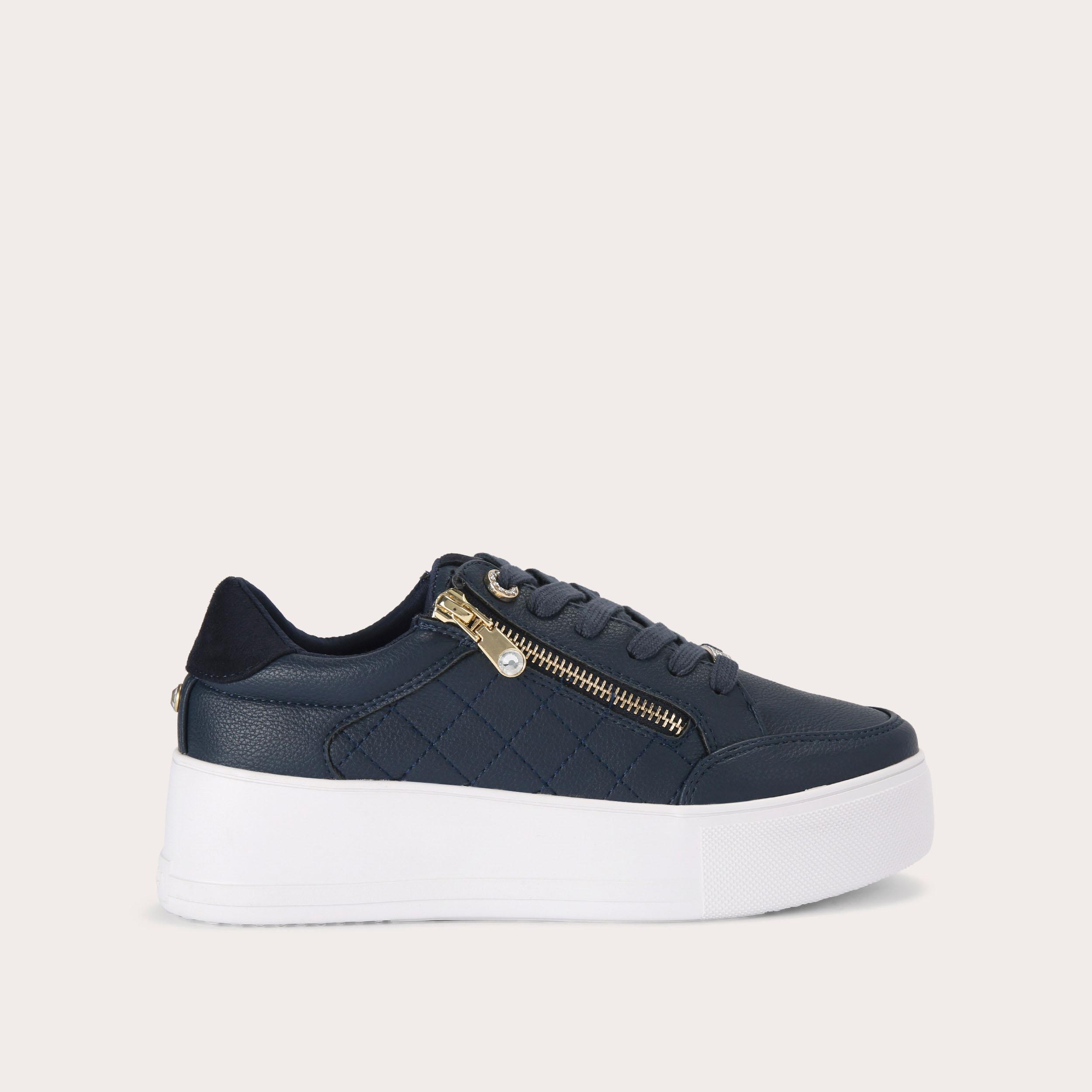 Navy carvela hot sale trainers