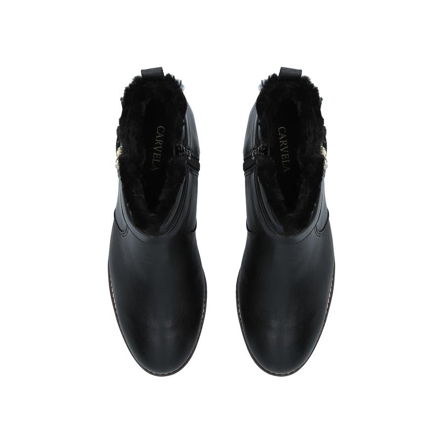 SCOUT Black Leather Faux Fur Lined Ankle Boots by CARVELA