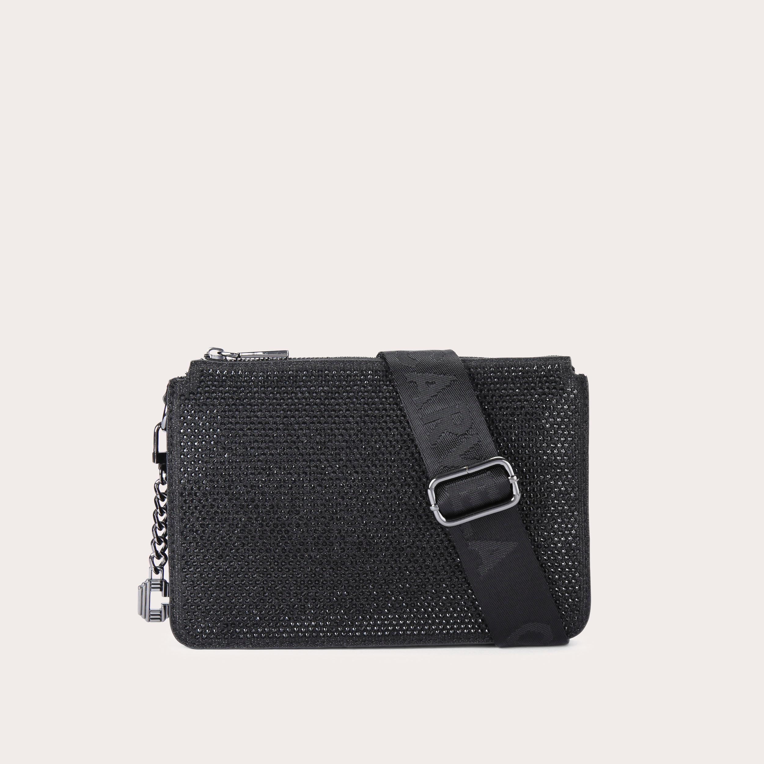 ICON TRIPLE JEWEL Black Crystal Cross Body Bag by CARVELA