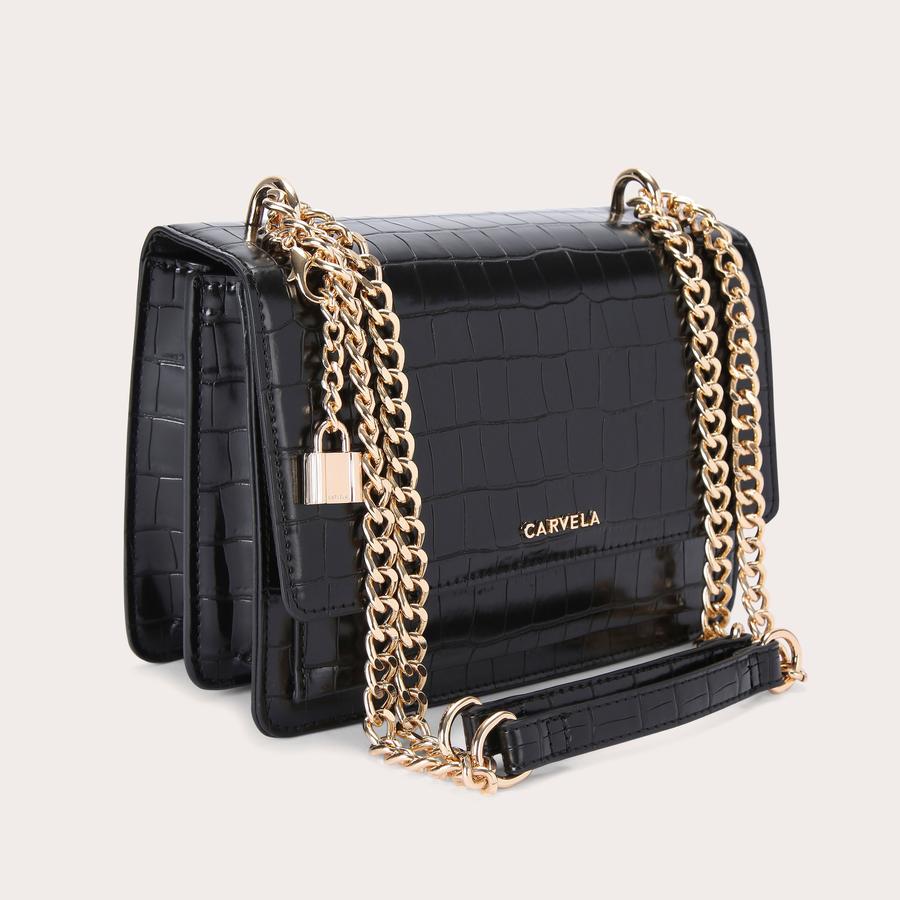 LATTE SHOULDER Black Structured Bag by CARVELA