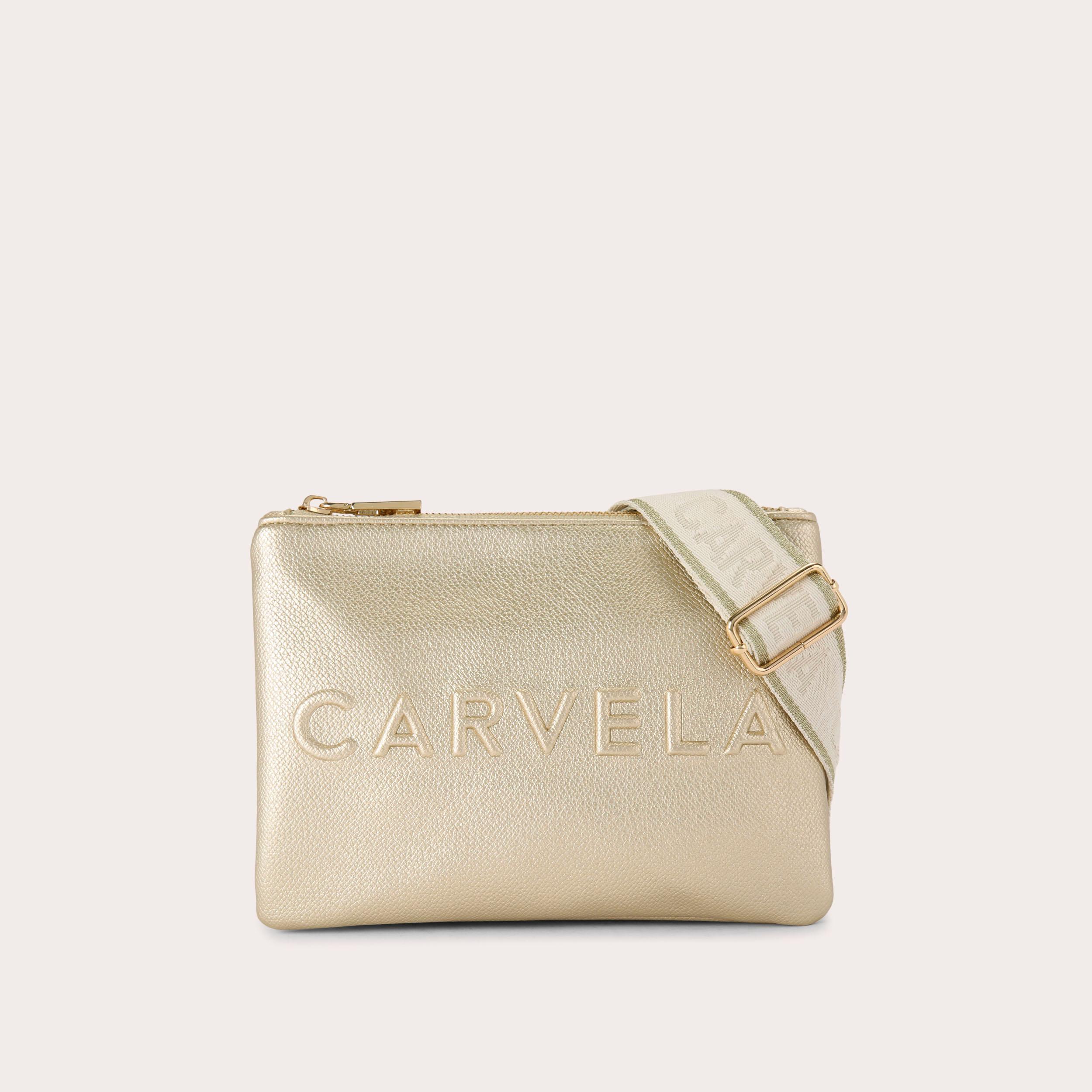 FRAME DOUBLE POUCH Gold Cross Body Bag by CARVELA