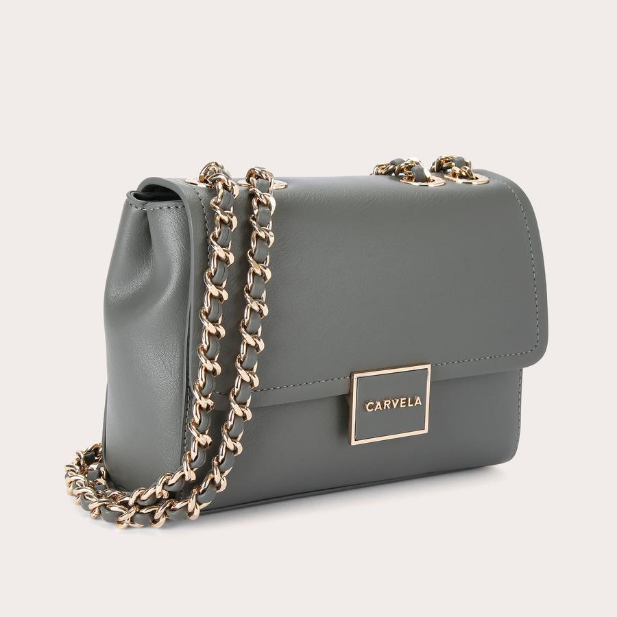 CHAI FLAPOVER Grey Cross Body Bag by CARVELA