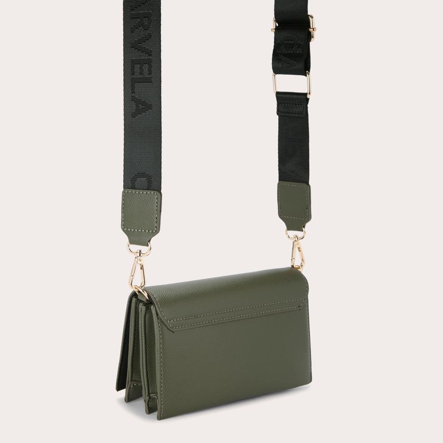 Wallet Body Bag／コーデュラカーキ GLOSSY WALLET Khaki Cross Body Bag by CARVELA