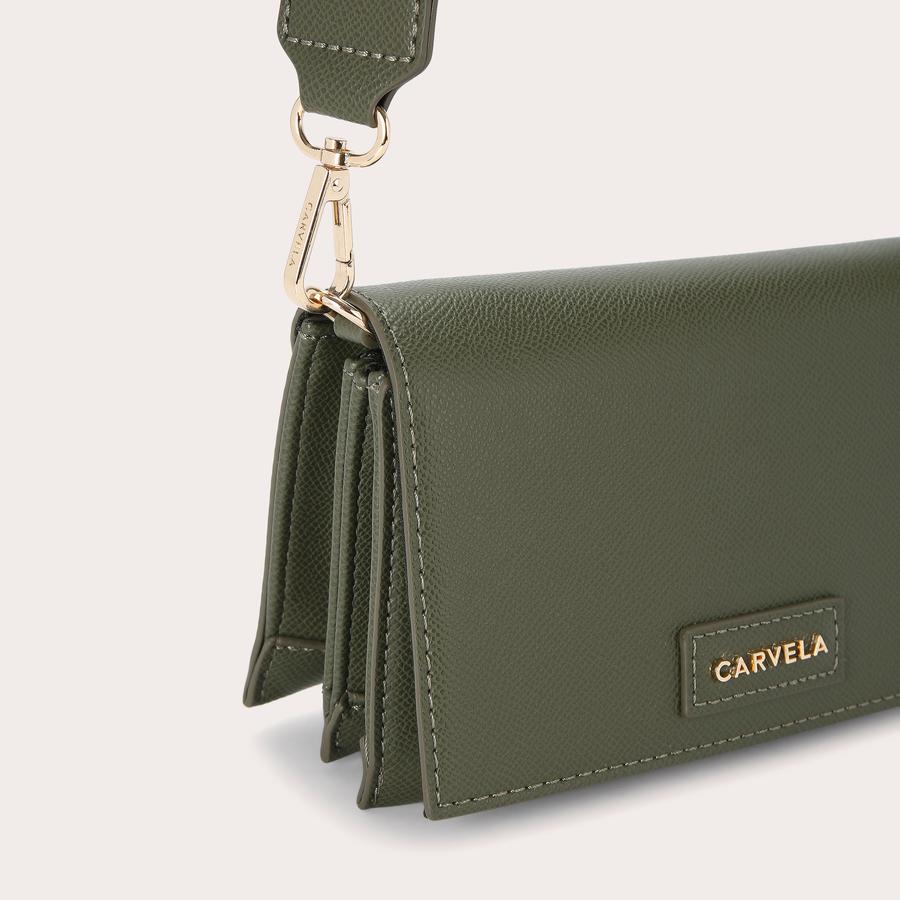 GLOSSY WALLET Khaki Cross Body Bag by CARVELA