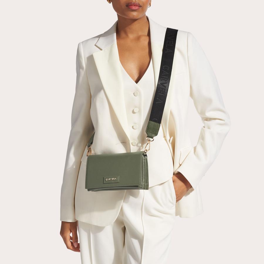 GLOSSY WALLET Khaki Cross Body Bag by CARVELA