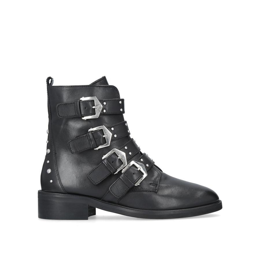 SCANT Black Leather Buckle Ankle Boots by CARVELA