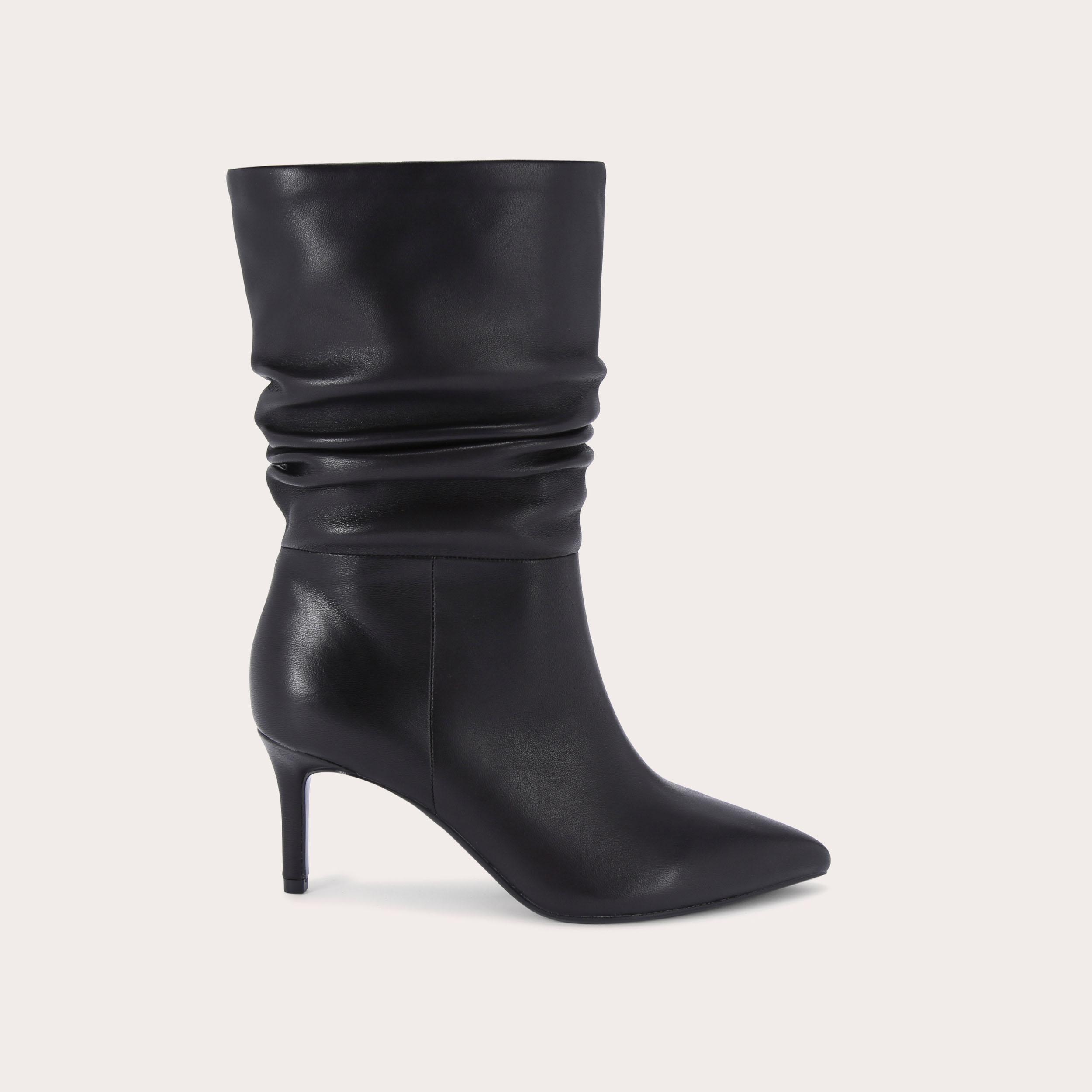 Black leather 2025 slouch boots