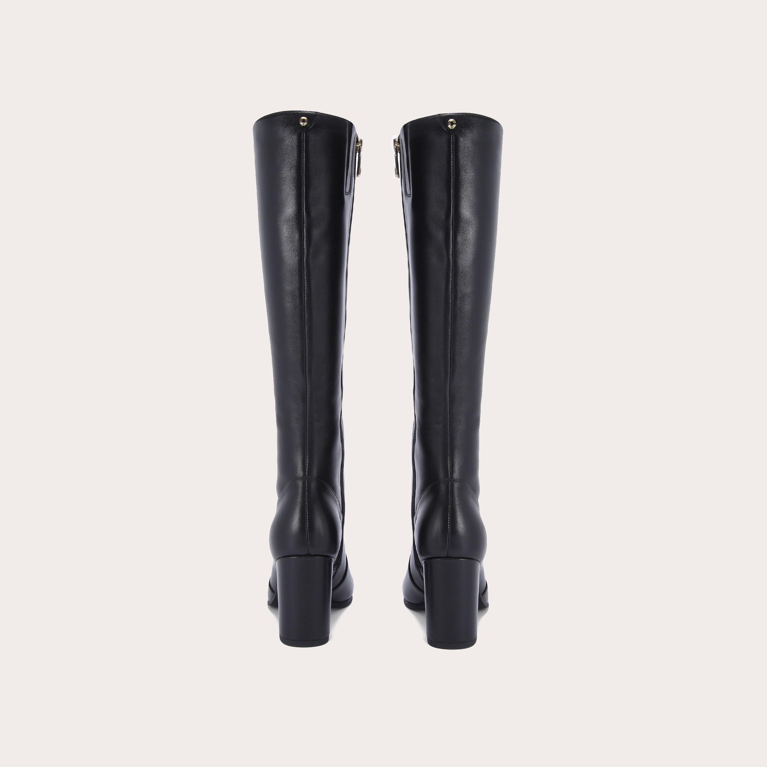 POSE KNEE HIGH Black Knee High Leather Boots by CARVELA