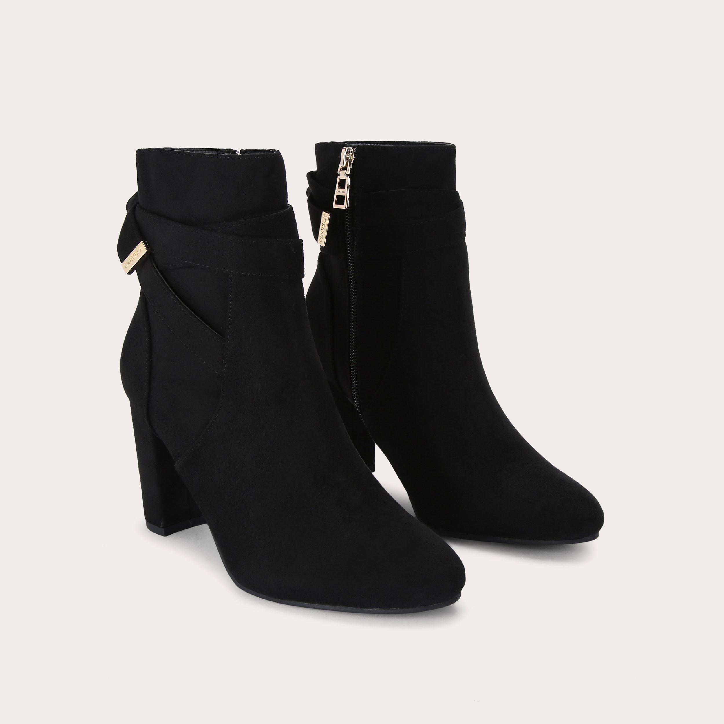 TEMPT Black Microsuede Heeled Boots by CARVELA