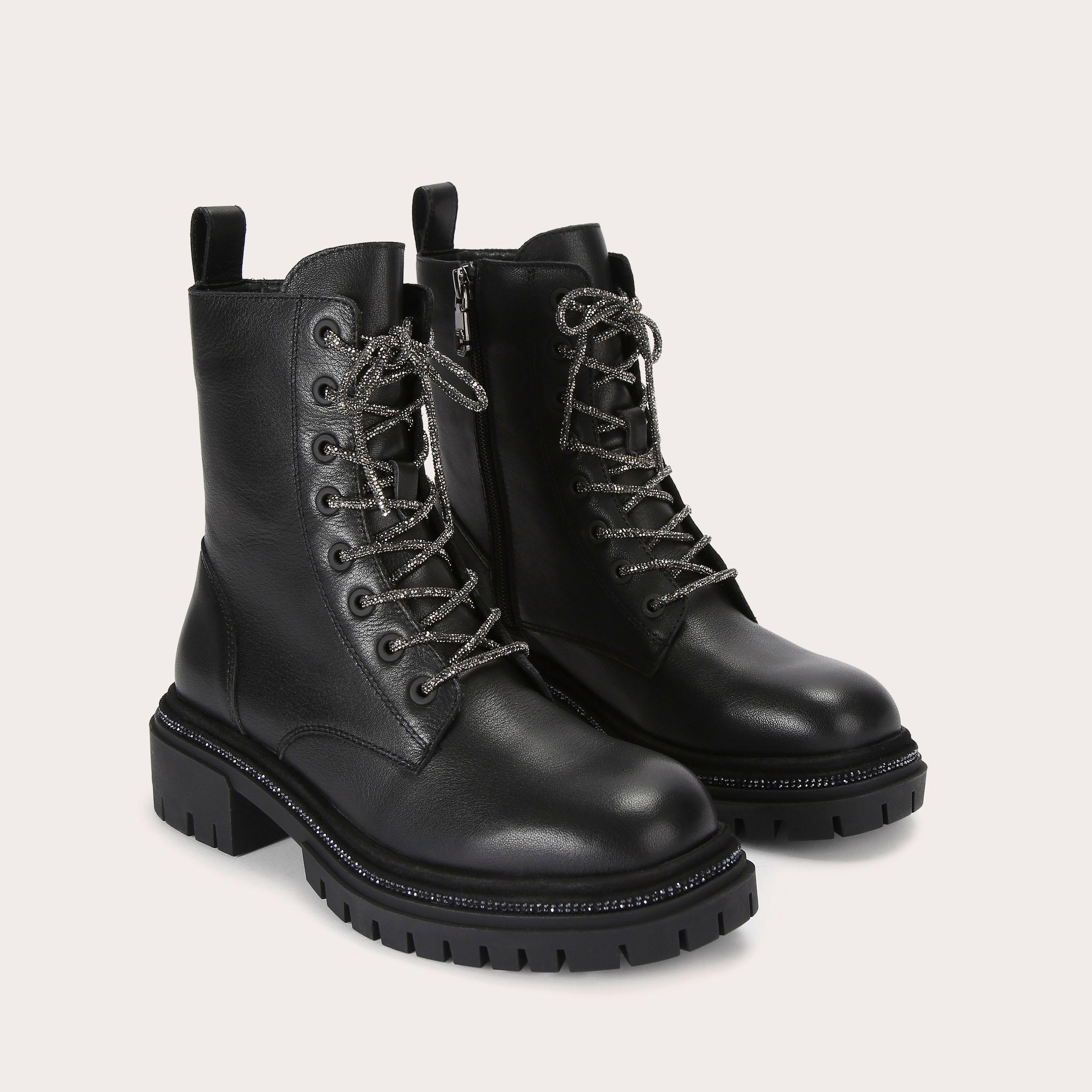 Carvela black lace store up boots