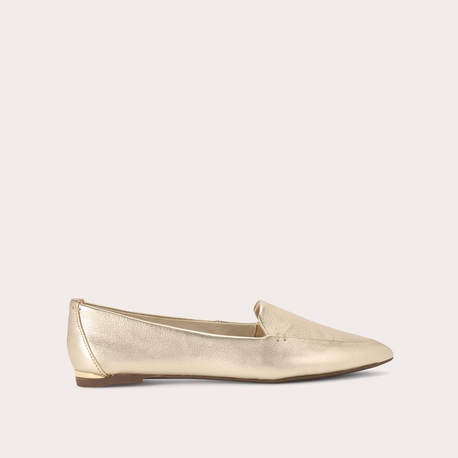 LANDED 2 Gold Leather Slip On Flats by CARVELA