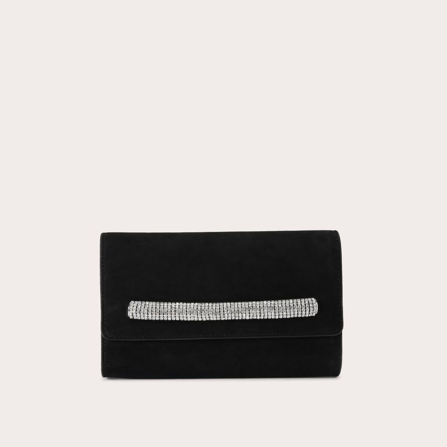 Small black suede clutch bag sale