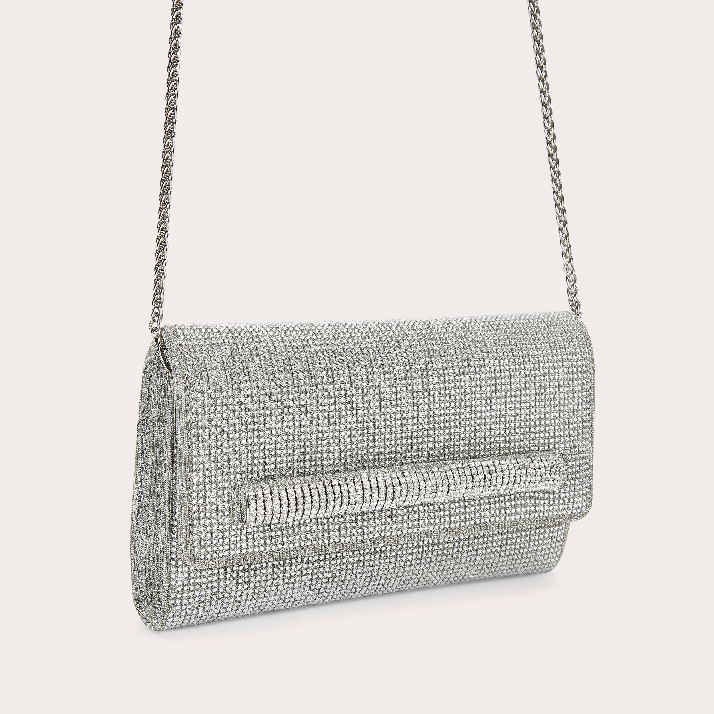 Carvela silver clutch discount bag