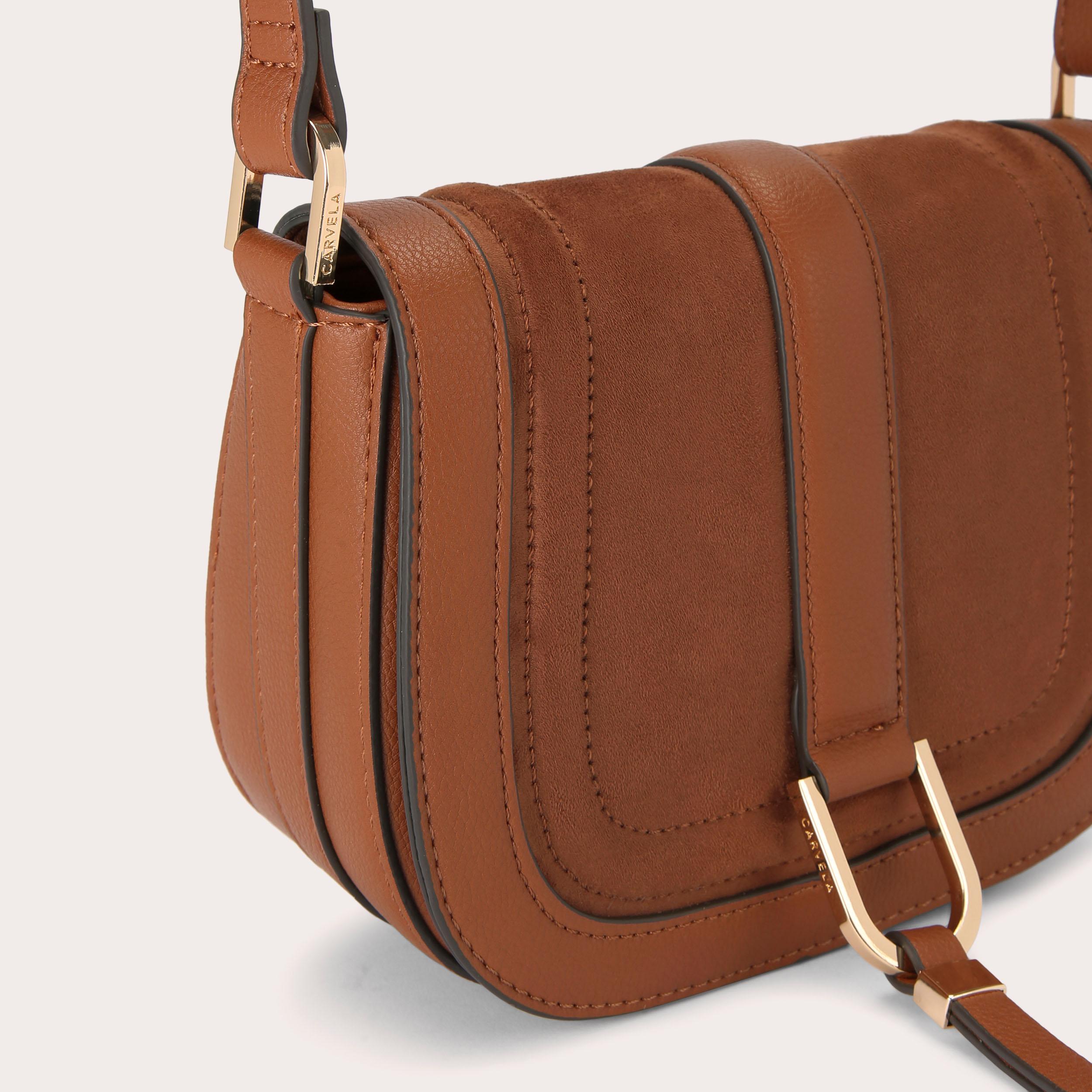 MANE SADDLE BAG Tan Cross Body Bag by CARVELA