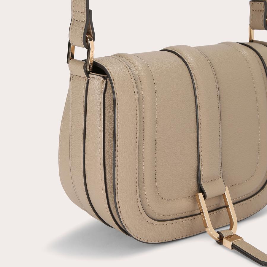 MANE SADDLE BAG Taupe Saddle Bag by CARVELA