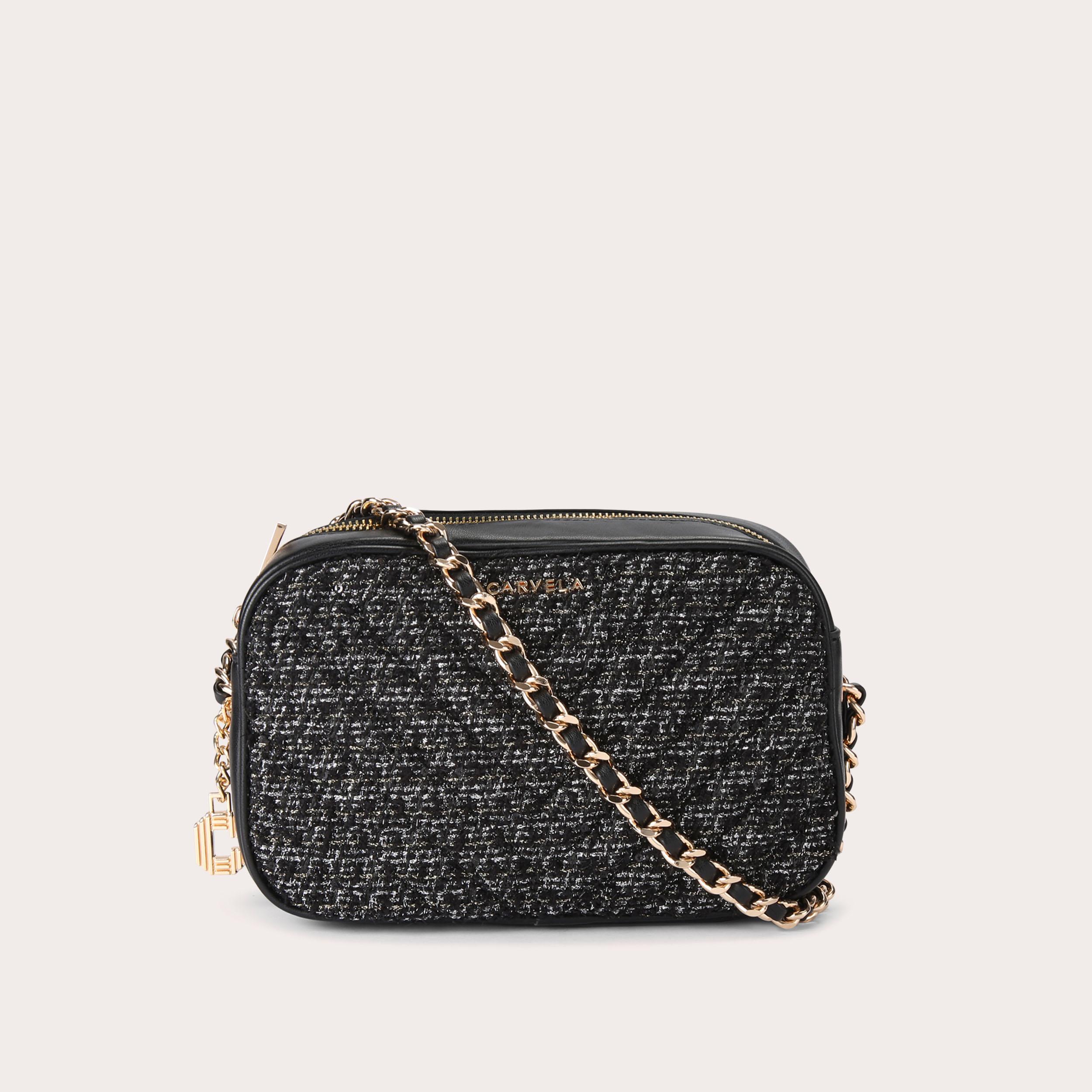 LOLA CROSS BODY Black Metallic Cross Body Bag by CARVELA