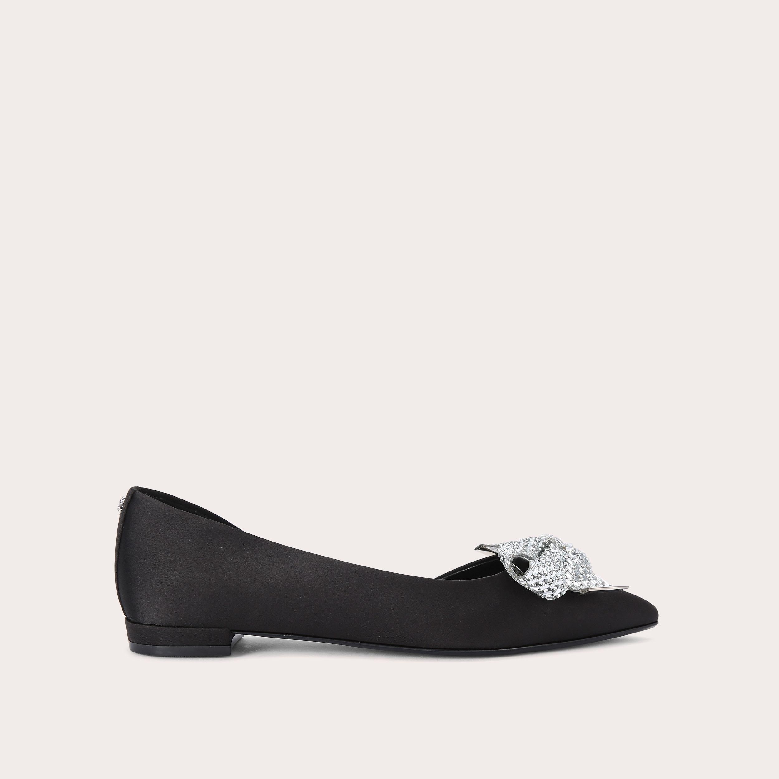 REGAL BOW FLAT Black Satin Flat Shoe by CARVELA