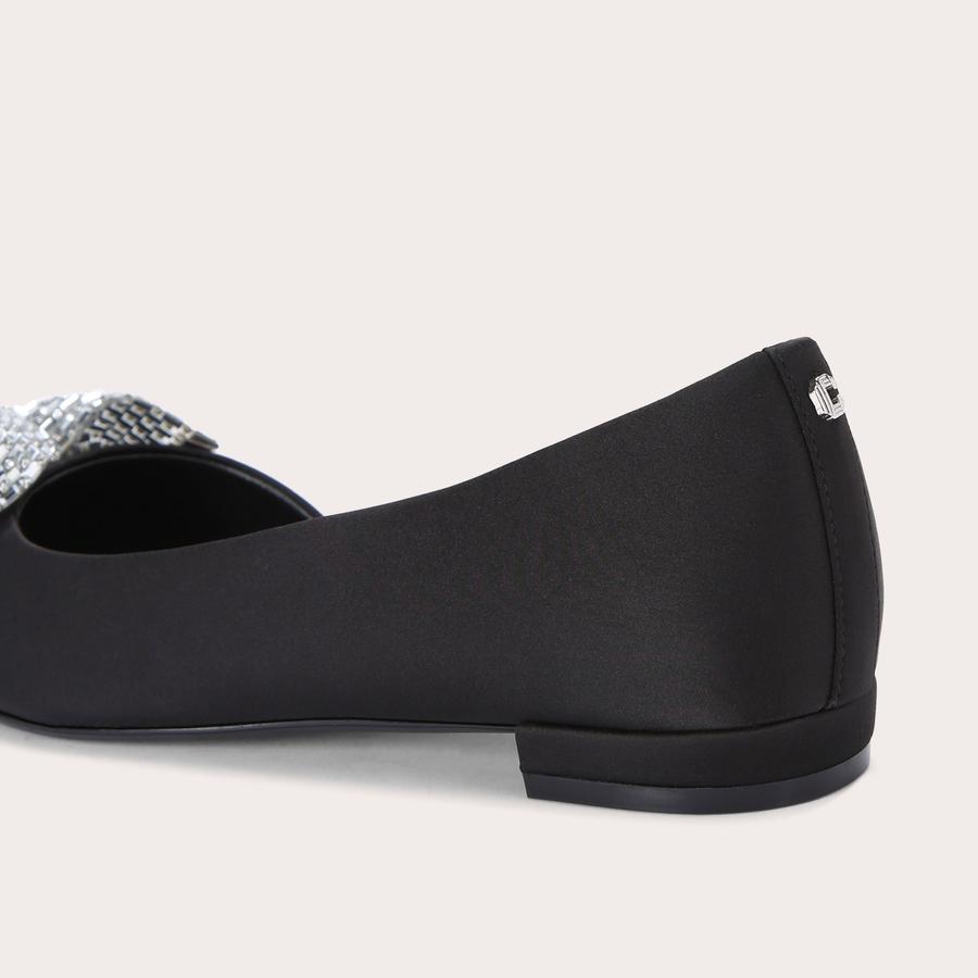 REGAL BOW FLAT Black Satin Flat Shoe by CARVELA