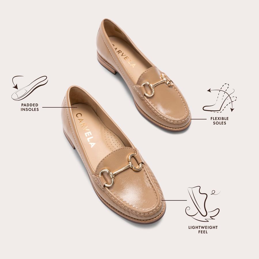 CLICK Patent Camel Slip On Loafer by CARVELA COMFORT