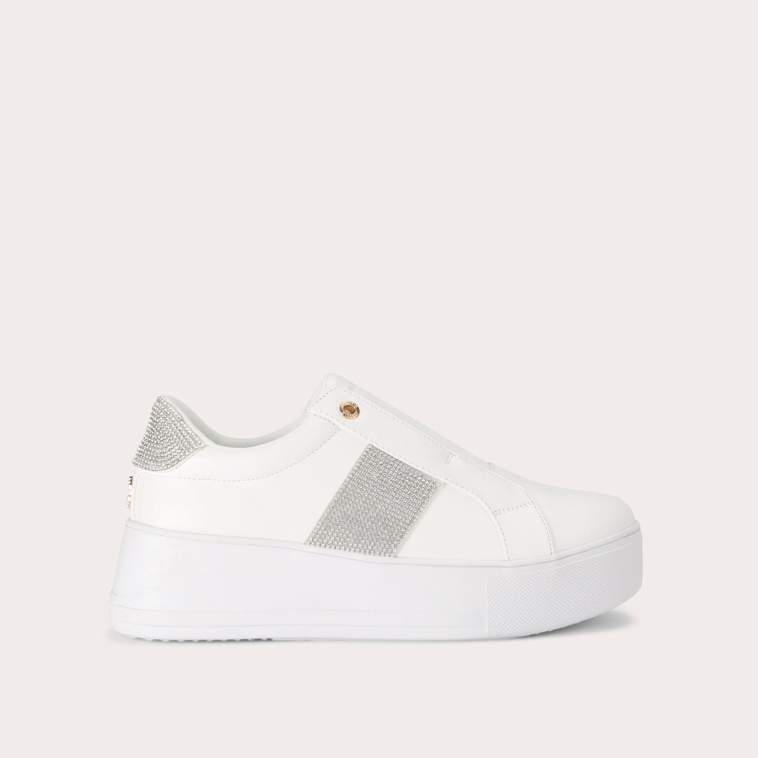 JIVE LACELESS 2 White Silver Jewel Trainer by CARVELA