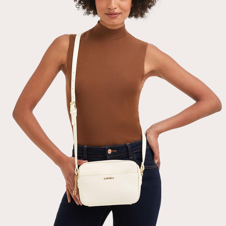 LATTE CAMERA BAG Bone Cross Body Bag by CARVELA