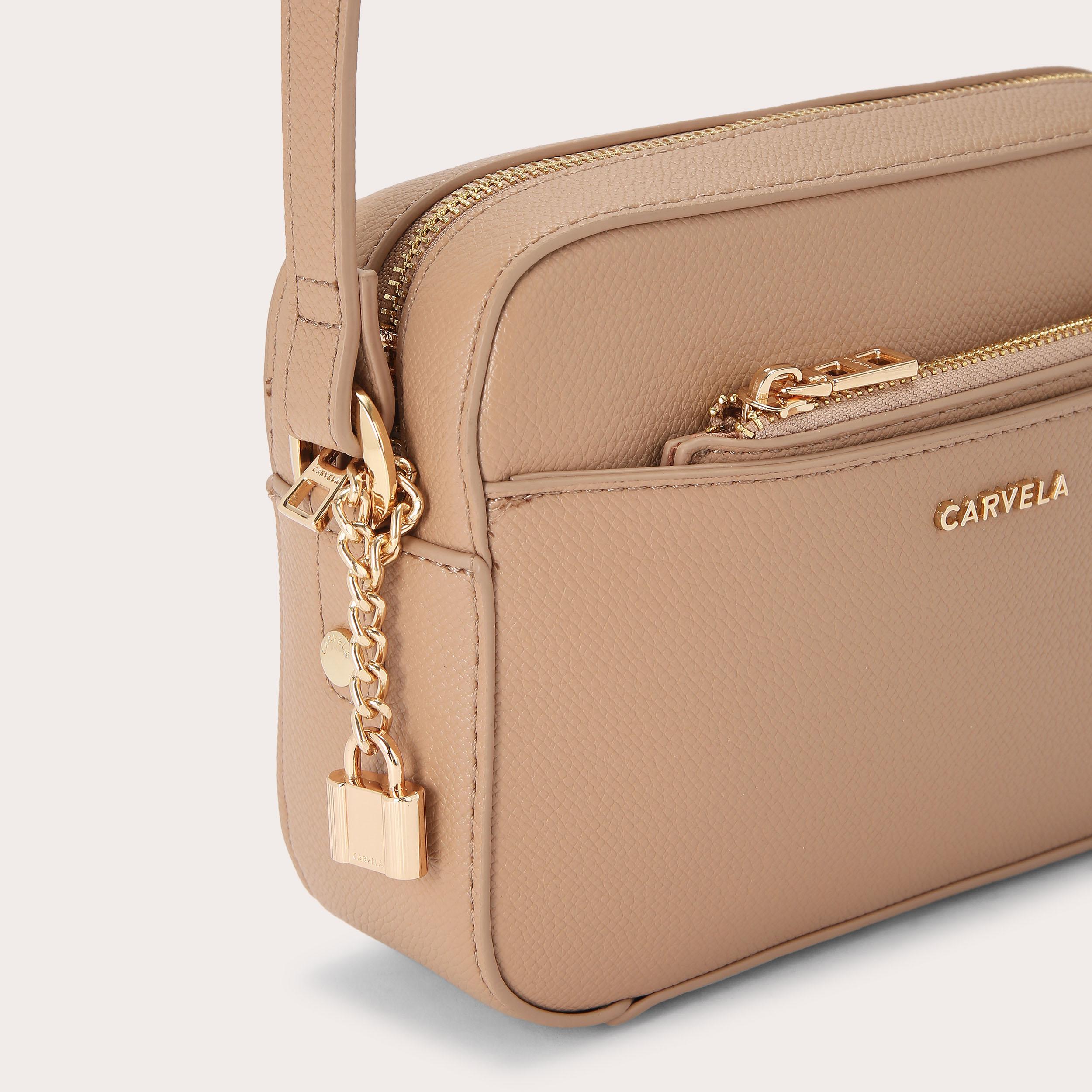 LATTE CAMERA BAG Camel Textured Camera Bag by CARVELA