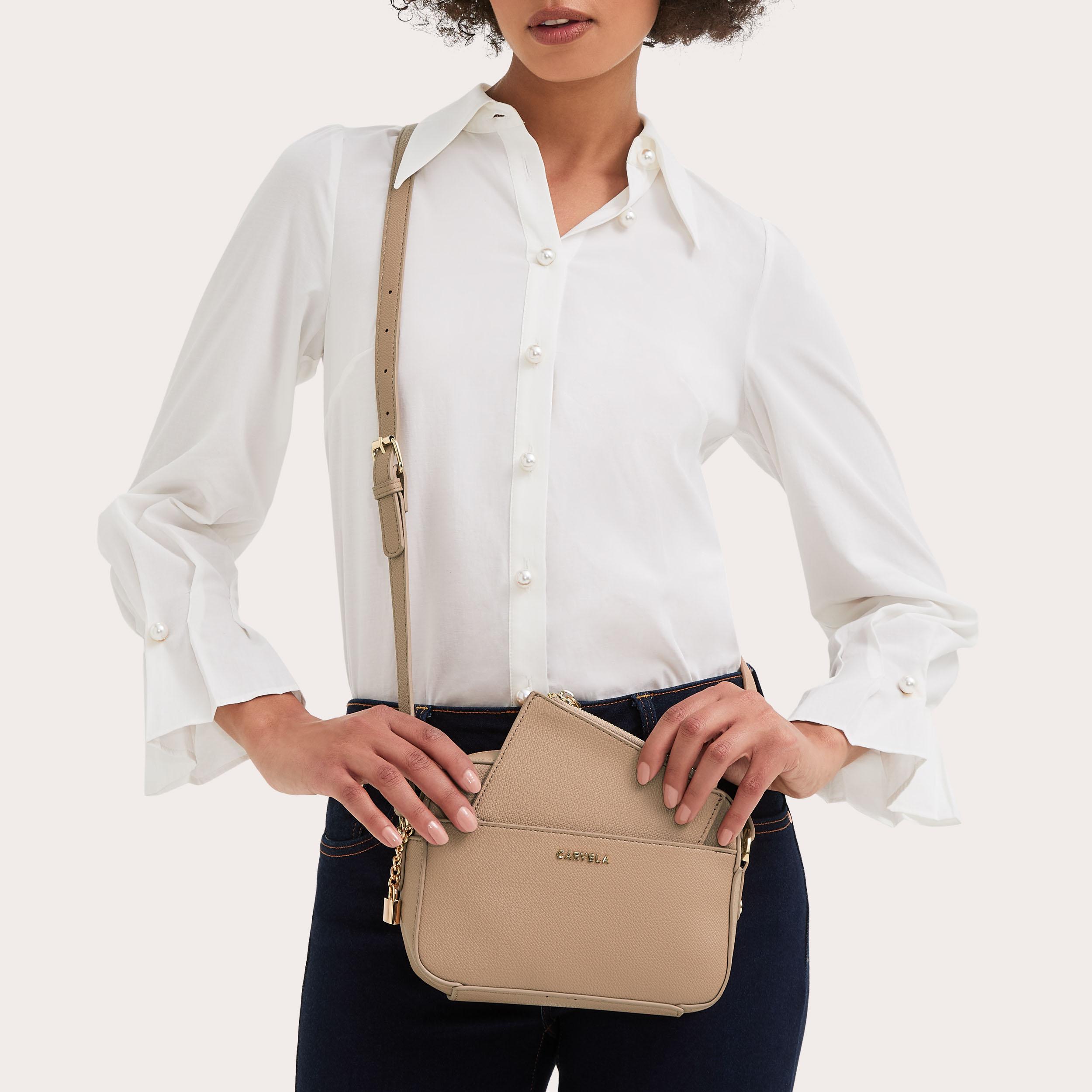 LATTE CAMERA BAG Camel Textured Camera Bag by CARVELA