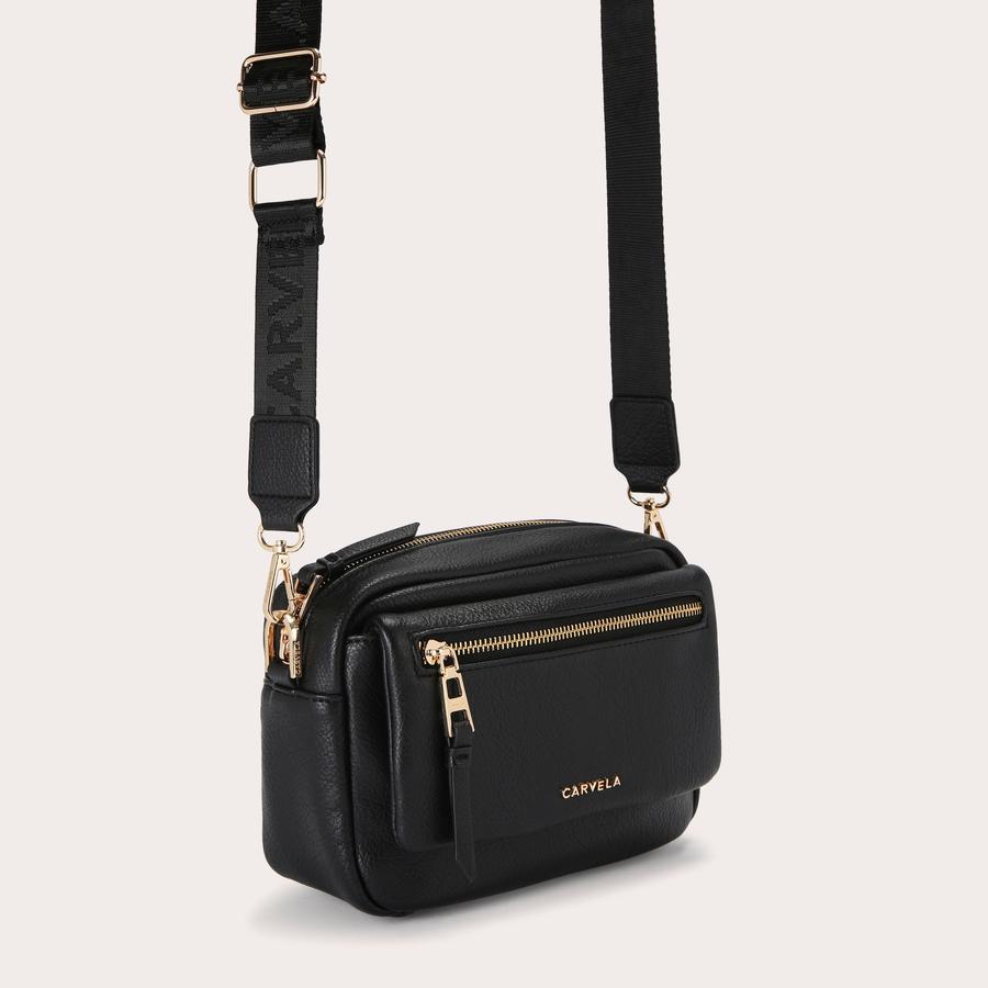 MADDY CAMERA Black Texture Camera Bag by CARVELA