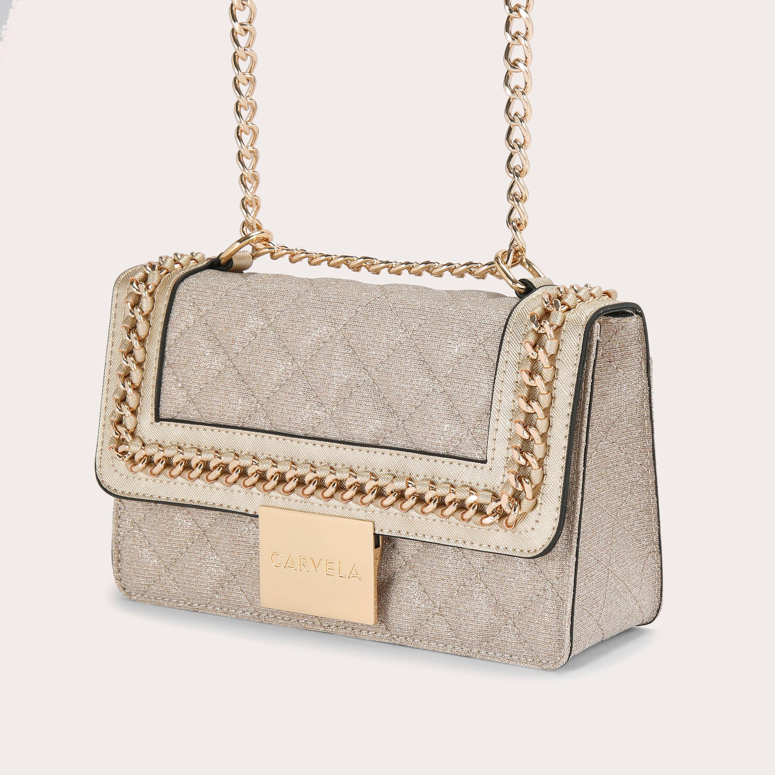 BAILEY QLTD CHN SHLDR BAG Gold Quilted Chain Bag by CARVELA